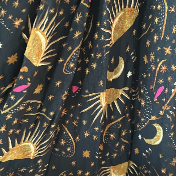 Farm Rio Leopard Sky Midi Dress w Smocked Bodice & Puffed Sleeve w MEASUREMENTS! - Picture 9 of 16